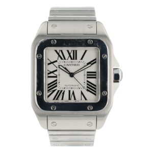 57_03207fc6-8e3e-476a-9e82-5946fa5246bd Cartier Santos 100 Stainless Steel Silver Dial 38mm Automatic Mens W20073X8