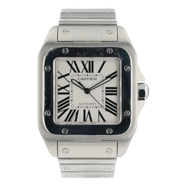 Cartier Santos 100 Stainless Steel Silver Dial 38mm Automatic Mens W20073X8