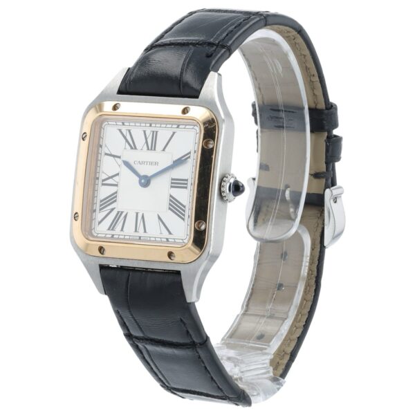 57_143eb009-d8b2-45e3-ad2a-e5419cf7e40b Cartier Santos Dumont Silver Dial Rose Gold & Steel 27.5mm Quartz Watch W2SA0012
