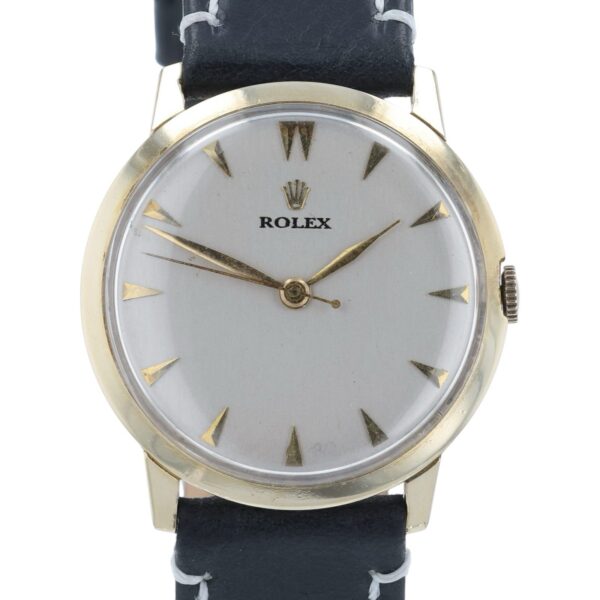 Rolex Vintage Silver Dial 14k Solid Gold 33mm Manual Wind Men’s Watch 3038