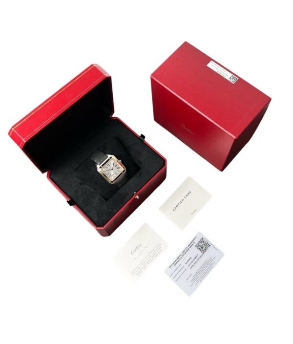 57_3e5ac229-9779-4991-8327-335bc9a28c03 Cartier Santos Dumont Gold & Steel Silver Dial Manual Wind Men’s Watch W2SA0034