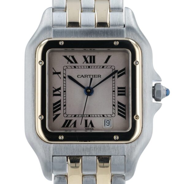 57_400f47fd-f1b1-4e66-b611-fa4b4145c016 Cartier Panthere Silver Dial Gold and Steel 27mm Quartz Unisex Watch 110000R