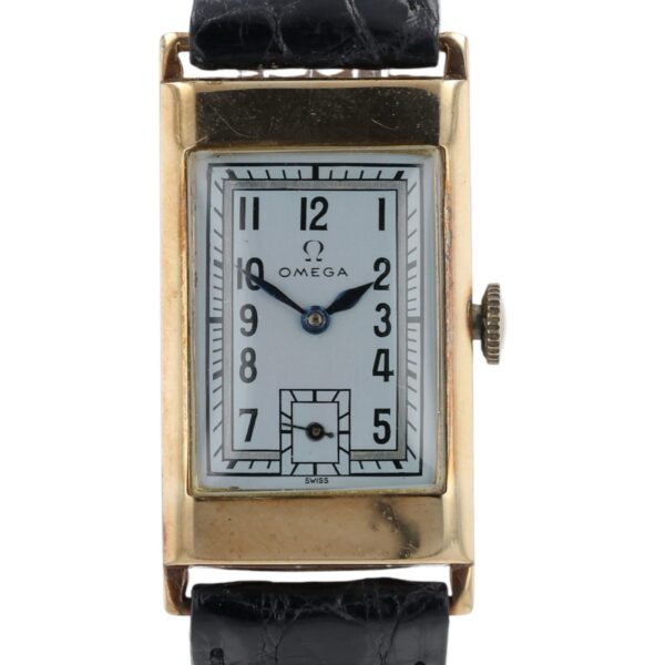 Omega T17 Light Blue Color Dial 9k Gold 20mm Manual Wind Unisex Watch