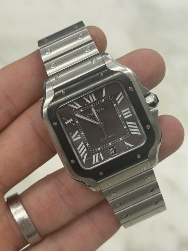 57_4cff5ce7-f989-4c52-9afe-49ddbdf76c0c Cartier Santos Stainless Steel Grey Dial 39.8mm Automatic Men’s Watch WSSA0037