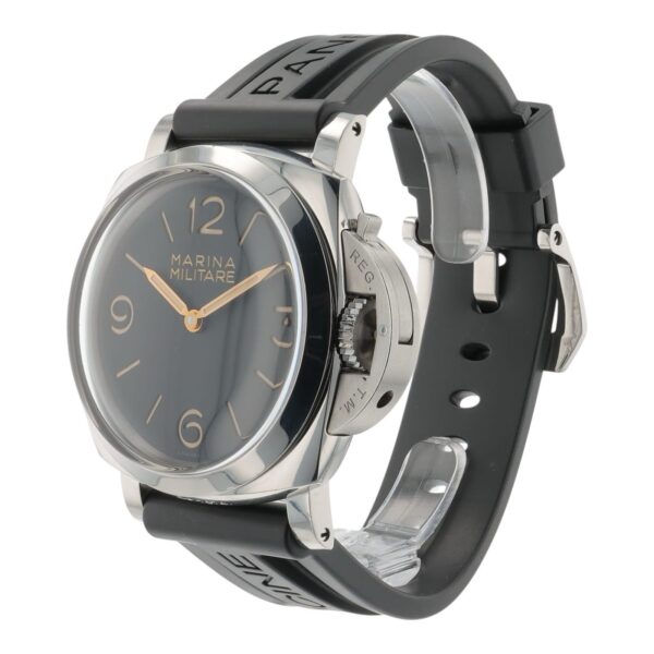 Panerai Marina Militare Black Dial Steel 47mm Manual Wind Mens Watch PAM00673