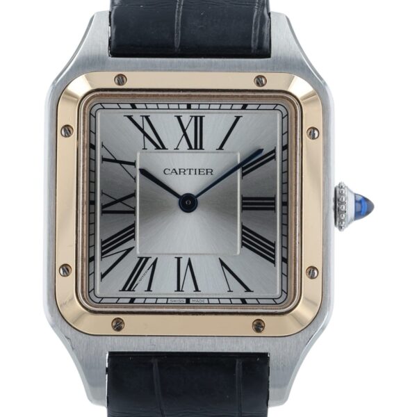 57_65daeb36-87ab-4386-b76a-b2751bfc07e2 Cartier Santos Dumont Silver Dial Steel and Gold 31mm Quartz Watch W2SA0011