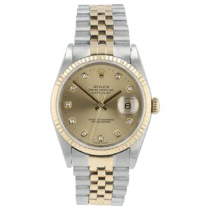 57_6aae7835-ba7f-40e1-a99d-a23e4b1eb2e7 Rolex Datejust Gold & Steel Diamond Champagne Dial 36mm Automatic Mens 16233
