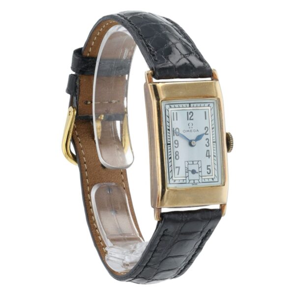 Omega T17 Light Blue Color Dial 9k Gold 20mm Manual Wind Unisex Watch