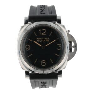 Panerai Marina Militare Black Dial Steel 47mm Manual Wind Mens Watch PAM00673