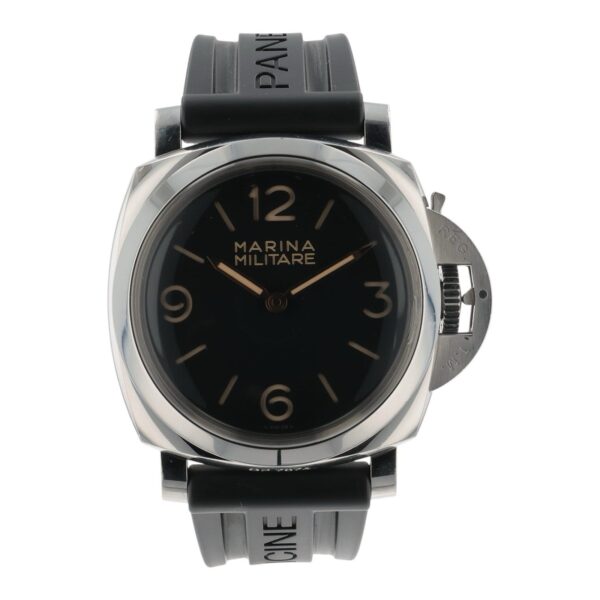 Panerai Marina Militare Black Dial Steel 47mm Manual Wind Mens Watch PAM00673