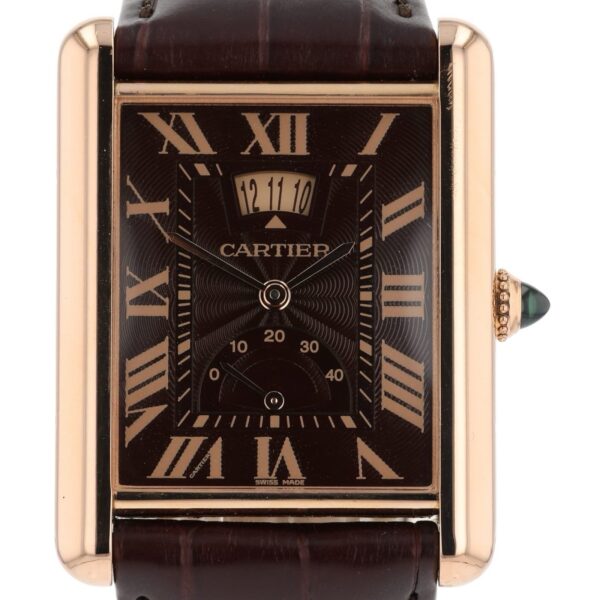 57_7e809589-1bc2-4d87-8333-67b2396d9bb6 Cartier Tank Louis 18 Rose Gold Brown Dial Manual Wind Men’s Watch W1560002