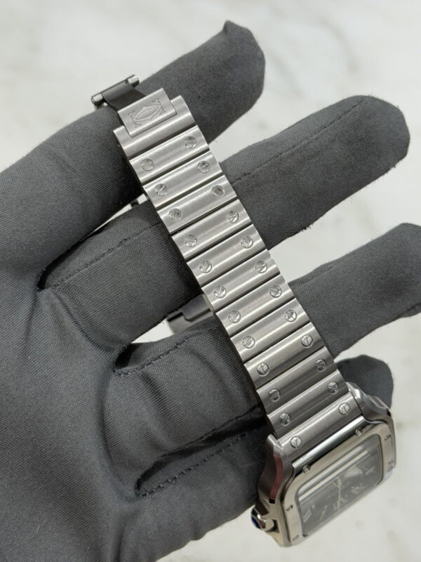 57_8025049c-8072-4354-a922-43926e2608f8 Cartier Santos Stainless Steel Green Dial 35mm Automatic Men’s Watch WSSA0061