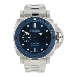 Panerai Submersible Stainless Steel Blue Dial 42mm Automatic Mens Watch PAM0168