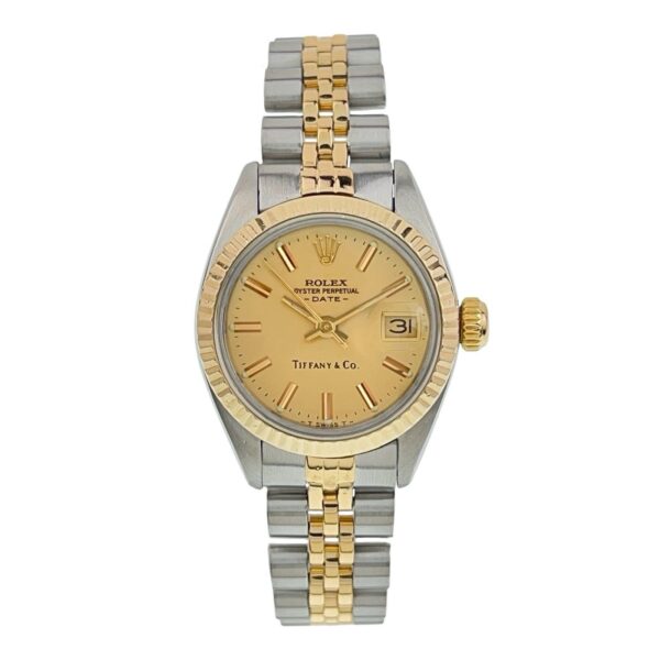 Rolex Datejust Tiffany Dial Gold Steel Champagne Dial 26mm Automatic Watch 6917