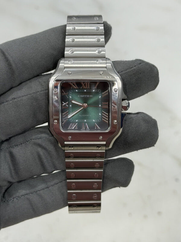 57_824e57f8-502c-45f6-a72b-a5984b4b067b Cartier Santos Stainless Steel Green Dial 35mm Automatic Men’s Watch WSSA0061