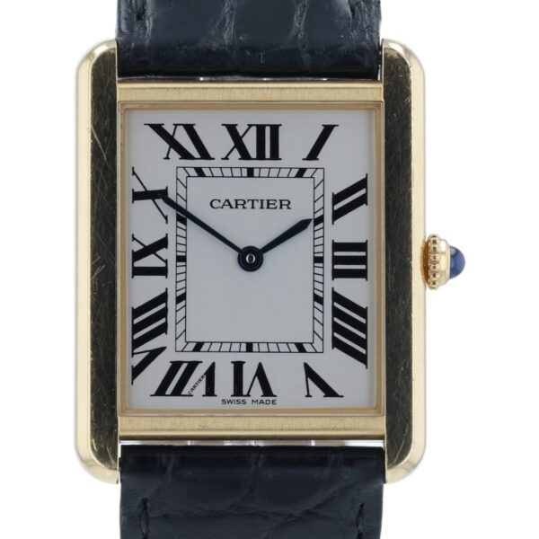57_8fdfa9a9-009f-4442-93d3-c5c316be5473 Cartier Tank Solo Silver Dial 18k Yellow Gold 27x35mm Quartz Men’s Watch 3167