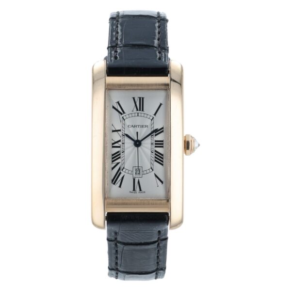 57_9e8c8a82-7baa-4412-ab20-d11e0cbaa911 Cartier Tank Americaine 18k Rose Gold Silver Dial 26mm Auto Mens Watch W262003