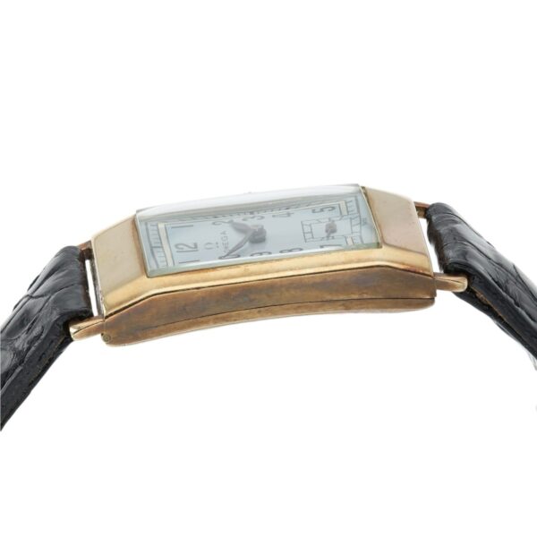 Omega T17 Light Blue Color Dial 9k Gold 20mm Manual Wind Unisex Watch