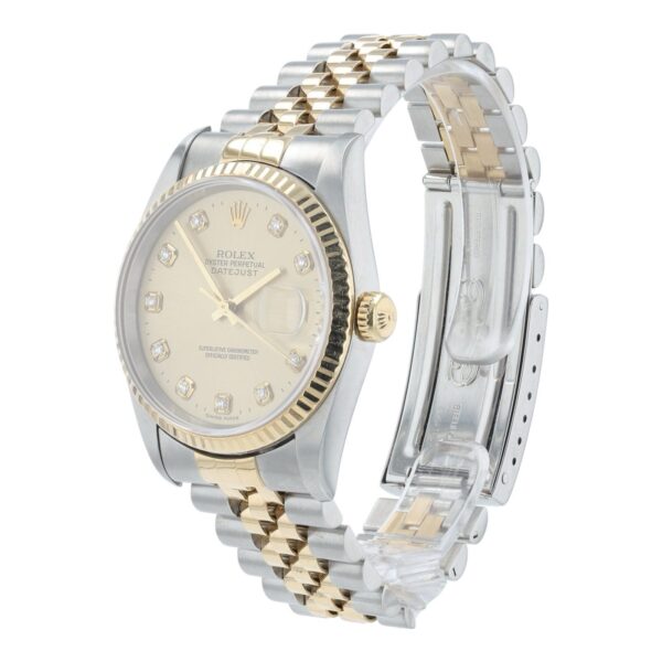 Rolex Datejust Gold & Steel Diamond Champagne Dial 36mm Automatic Mens 16233