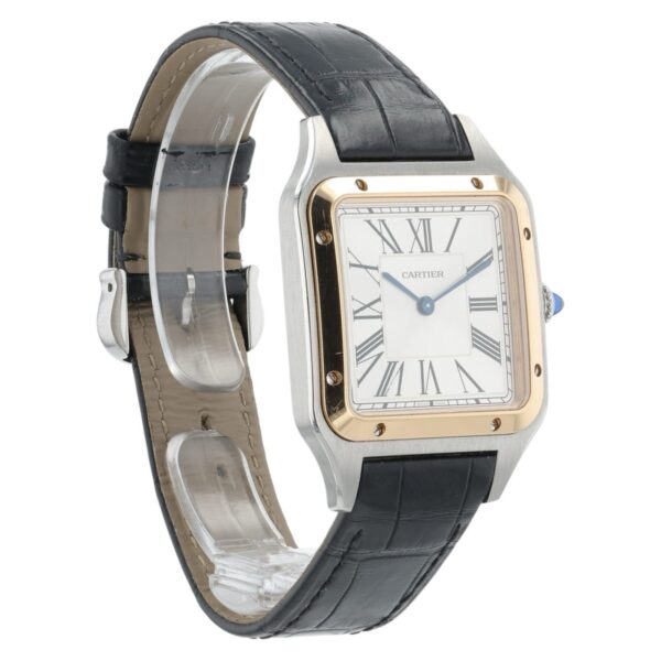 57_c3ade9f8-6dd8-40ab-8296-67ad61ee7b2d Cartier Santos Dumont Silver Dial Steel and Gold 31mm Quartz Watch W2SA0011
