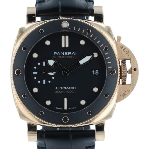 57_c7dd8704-06e9-4097-b383-4b27187d463c Panerai Submersible 18k Rose Gold Black Dial 42mm Automatic Mens Watch PAM01164