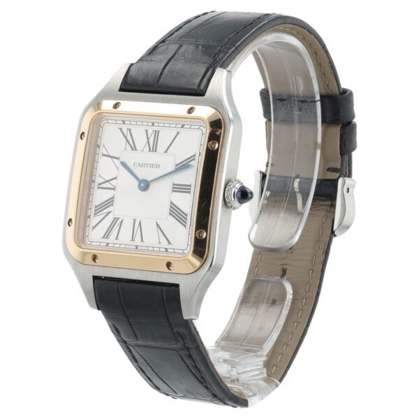 57_c97e667c-d53a-4b8b-8e87-cc51d1a23798 Cartier Santos Dumont Silver Dial Steel and Gold 31mm Quartz Watch W2SA0011