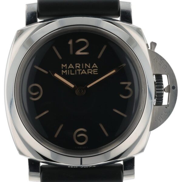 Panerai Marina Militare Black Dial Steel 47mm Manual Wind Mens Watch PAM00673