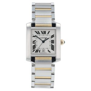 57_e88bd40e-f693-46b5-b29f-a9f0282b7618 Cartier Tank Francaise Silver Dial Gold & Steel 28mm Automatic Womens W51005Q4