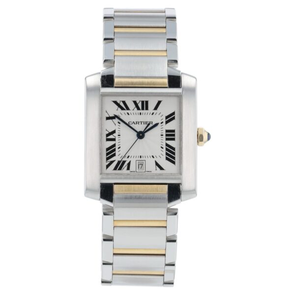 57_e88bd40e-f693-46b5-b29f-a9f0282b7618 Cartier Tank Francaise Silver Dial Gold & Steel 28mm Automatic Womens W51005Q4