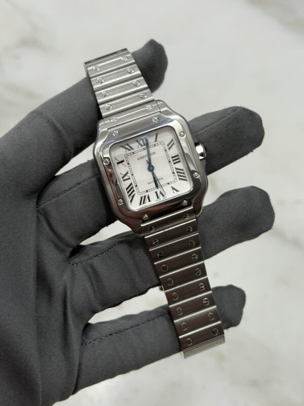 57_f4672e07-3cfe-469a-979c-a02716c88517 2024 Cartier Santos WSSA0029 Automatic Stainless White Dial Midsize Watch 35mm