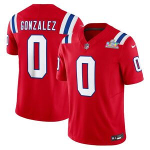 Men's New England Patriots #0 Christian Gonzalez Red F.U.S.E. Vapor Limited Stitched Football Jersey